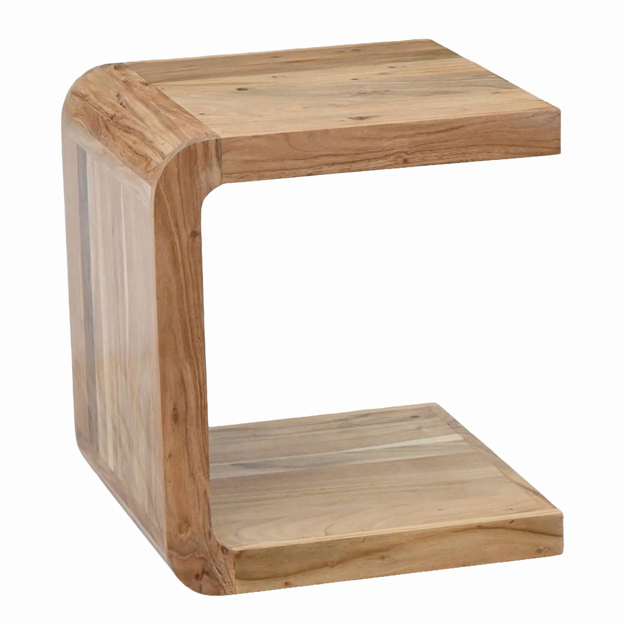 Beistelltisch Massivholz 45cm Couchtisch Wohnzimmertisch C Form Holz Handmade – Ansicht 6