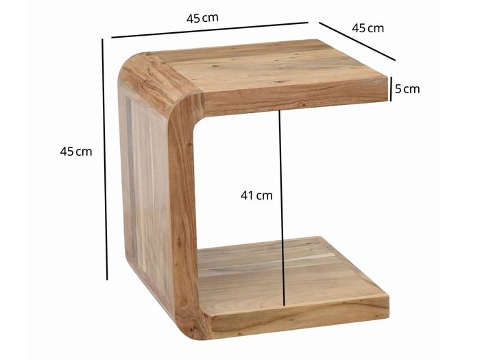 Beistelltisch Massivholz 45cm Couchtisch Wohnzimmertisch C Form Holz Handmade – Maßzeichnung