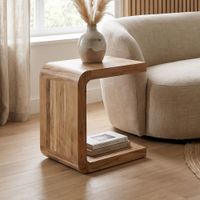 Beistelltisch Massivholz 45cm Couchtisch Wohnzimmertisch C Form Holz Handmade – Ansicht 1