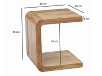 Beistelltisch Massivholz 45cm Couchtisch Wohnzimmertisch C Form Holz Handmade – Ansicht 3