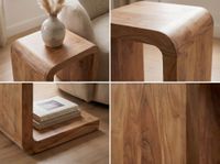 Beistelltisch Massivholz 45cm Couchtisch Wohnzimmertisch C Form Holz Handmade – Ansicht 5
