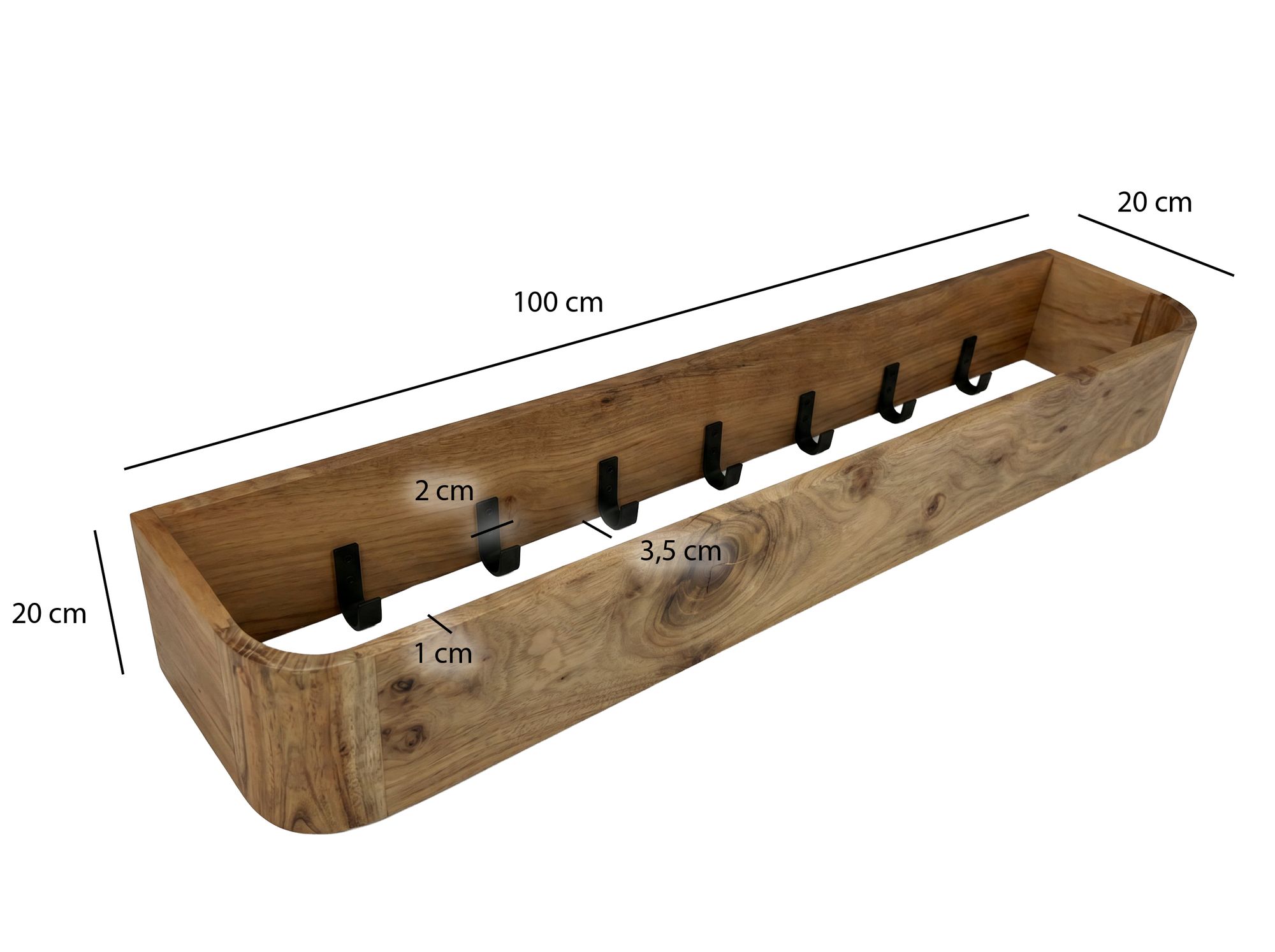 Wandgarderobe Massivholz 100cm Hängegarderobe Flurgarderobe Garderobenpaneel – Ansicht 3