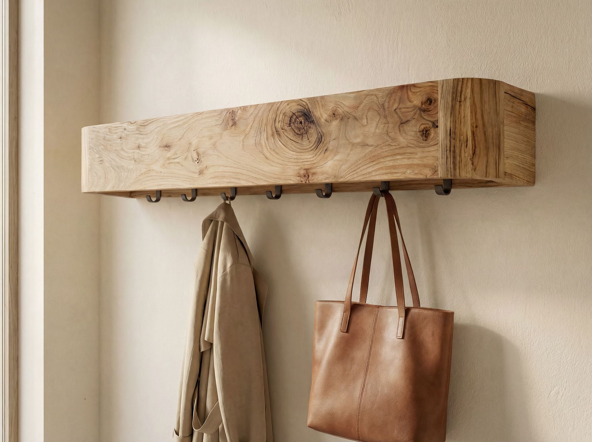 Wandgarderobe Massivholz 100cm Hängegarderobe Flurgarderobe Garderobenpaneel – Ansicht 4
