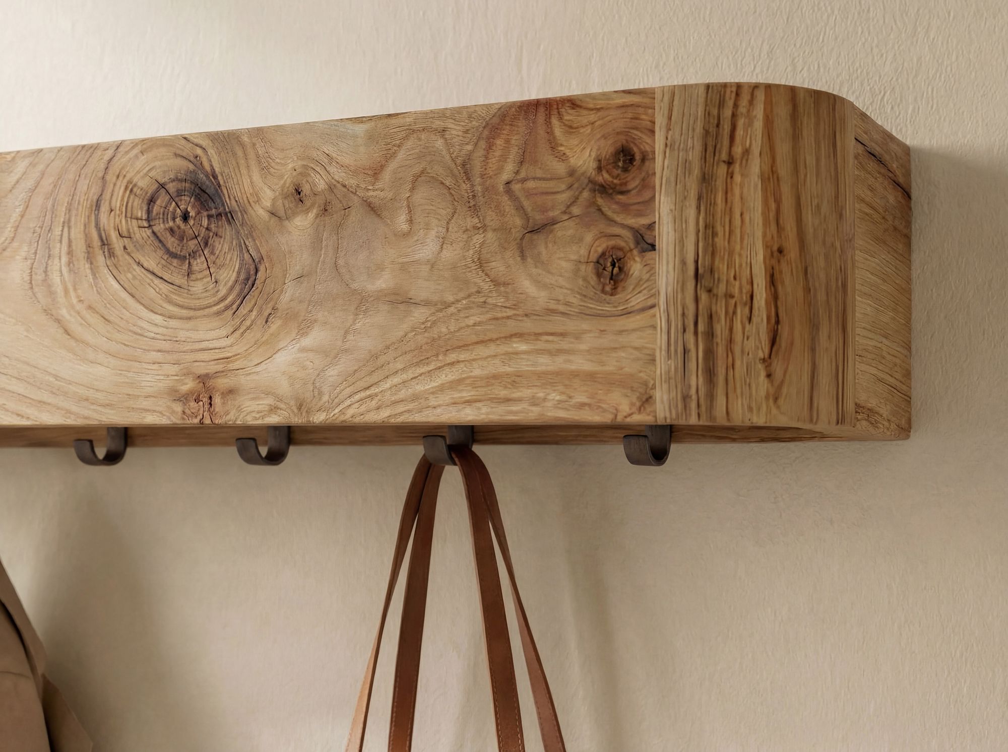 Wandgarderobe Massivholz 100cm Hängegarderobe Flurgarderobe Garderobenpaneel – Ansicht 5