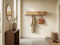 Wandgarderobe Massivholz 100cm Hängegarderobe Flurgarderobe Garderobenpaneel – Ansicht 2
