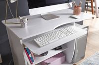 Laptoptisch Computertisch Weiß Rollen Schreibtisch Tastaturauszug Arbeitstisch – Ansicht 5