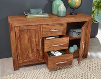 Massivholz Sideboard 120cm Sheesham Kommode mit 2 Türen & 3 Schubladen Modernes Design – Ansicht 5