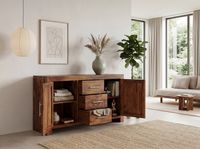 Massivholz Sideboard 120cm Sheesham Kommode mit 2 Türen & 3 Schubladen Modernes Design – Ansicht 2