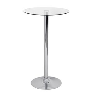 FB35852 FineBuy Stehtisch 60x60x105 cm Rund Bartisch Sicherheitsglas Bistrotisch Silber, Moderner Tisch für Bar, Design Partytisch Metall, Hochtisch Messetisch Chrom 4250950205987