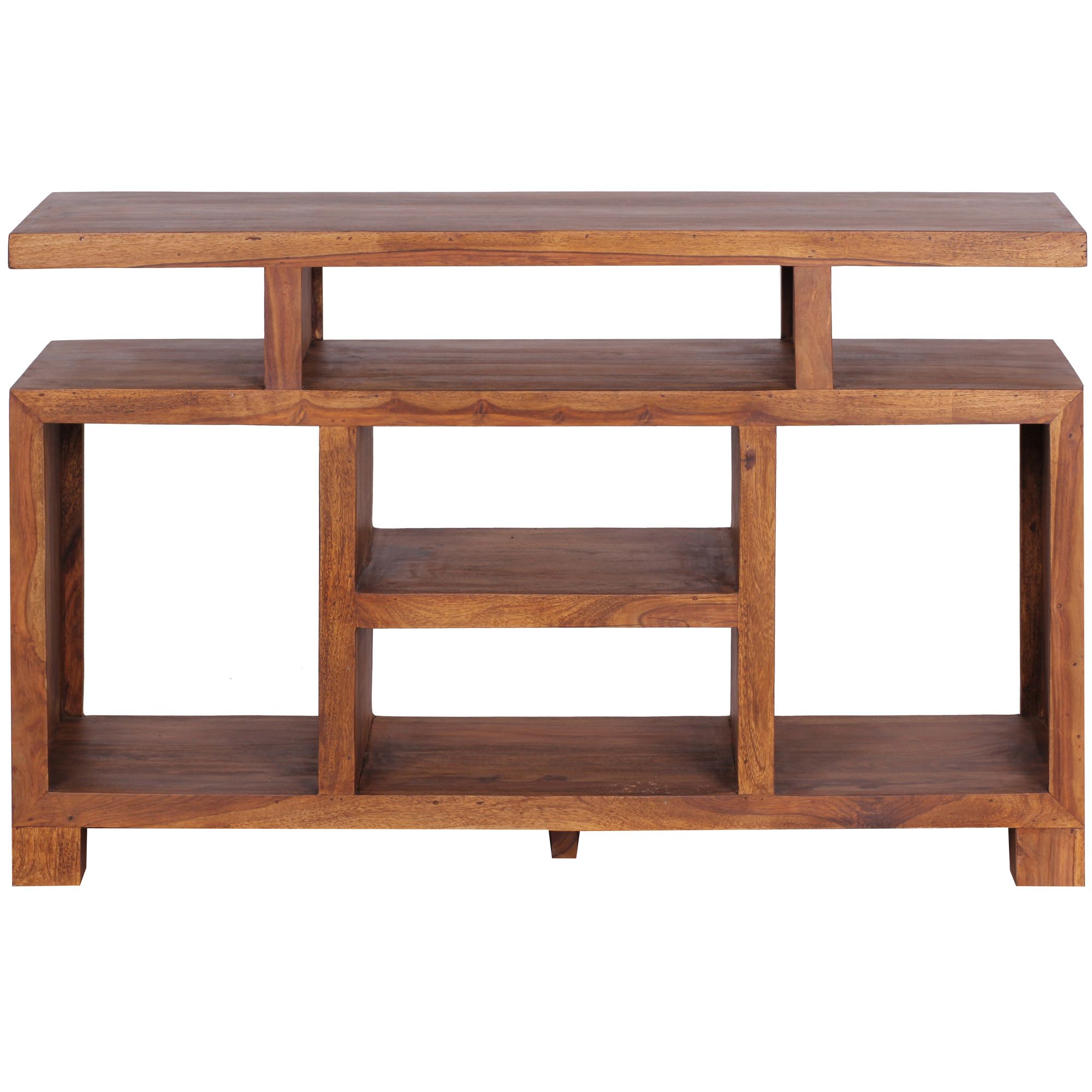 FineBuy Sideboard Sheesham Massivholz 115 x 76 x 40 cm Landhaus-Stil, Fernseh-Kommode mit Staufächern, TV-Schrank Anrichte Echt-Holz mit 4 Standbeinen | Farbe: Braun