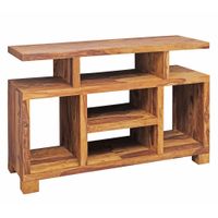 Massivholz Sideboard 115cm Sheesham Natur Kommode mit viel Ablage Fernsehkommode TV Schrank für Fernseher – Ansicht 6