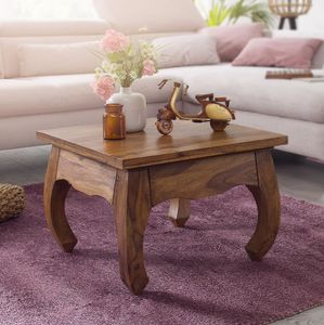FineBuy Opium Couchtisch 60 x 40 x 60 cm Sheesham Massiv-Holz, Echtholz Wohnzimmertisch quadratisch braun, Stubentisch niedrig, Beistelltisch Sofatisch klein, Tisch Wohnzimmer 4250950207288