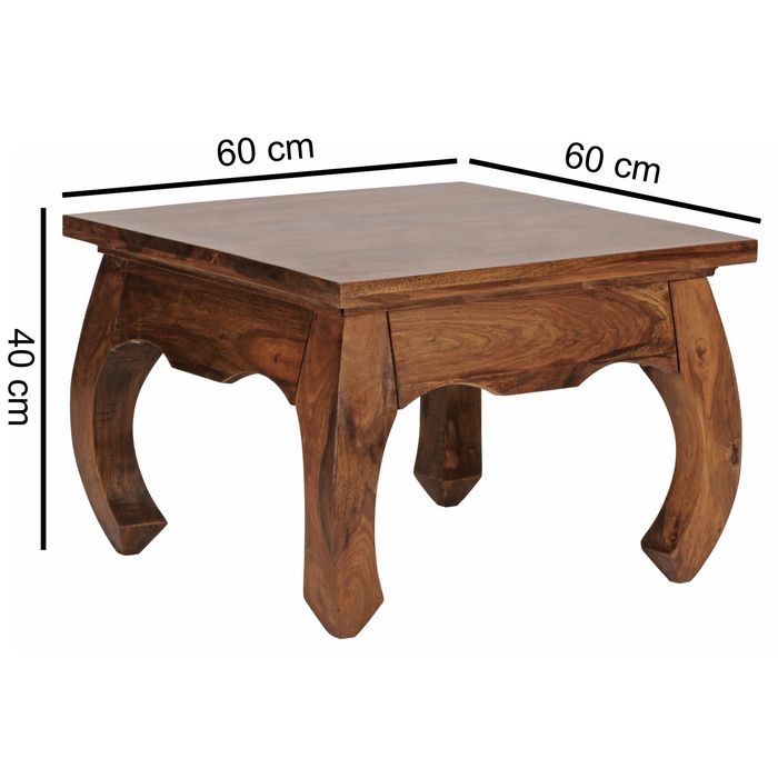 FineBuy Opium Wohnzimmertisch 60 x 40 x 60cm Sheesham Holz quadratisch Sofatisch – Maßzeichnung