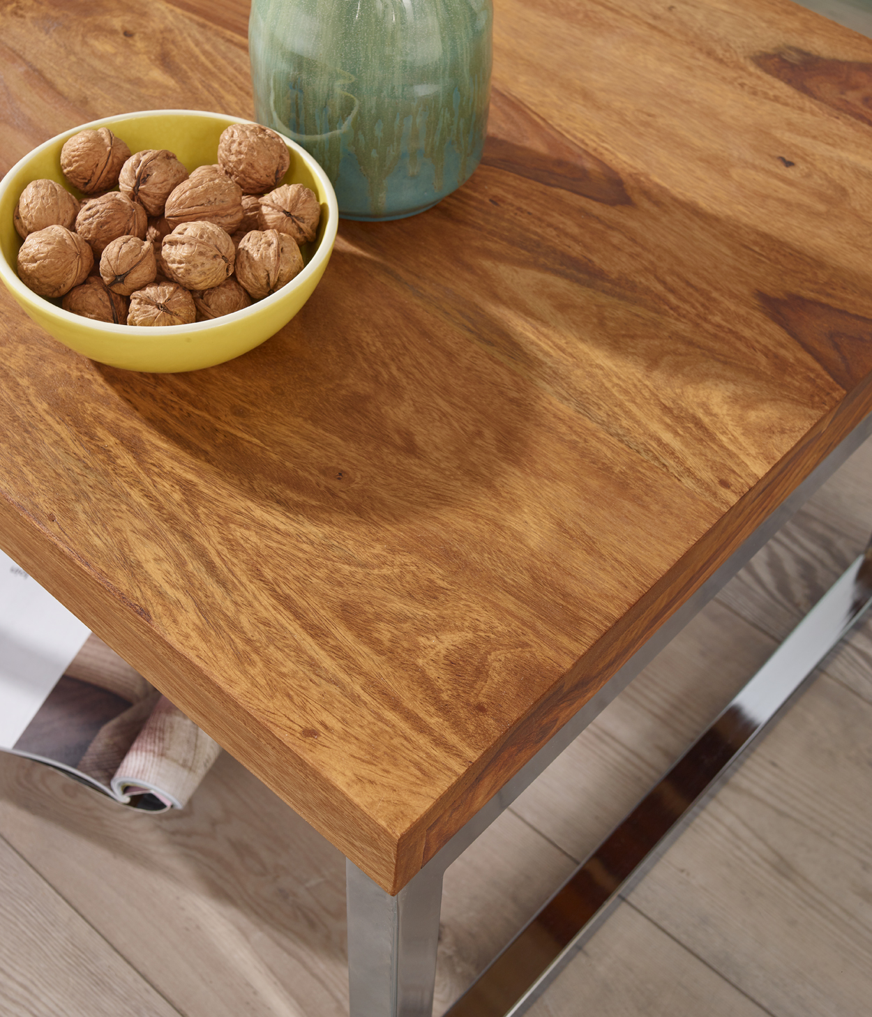 FineBuy Beistelltisch Massiv-Holz Sheesham Wohnzimmertisch mit Metallgestell Landhausstil Couchtisch braun Echtholz | Farbe: Braun FineBuy Beistelltisch Massiv-Holz Sheesham Wohnzimmertisch mit Metallgestell Landhausstil Couchtisch braun Echtholz | Farbe: Braun