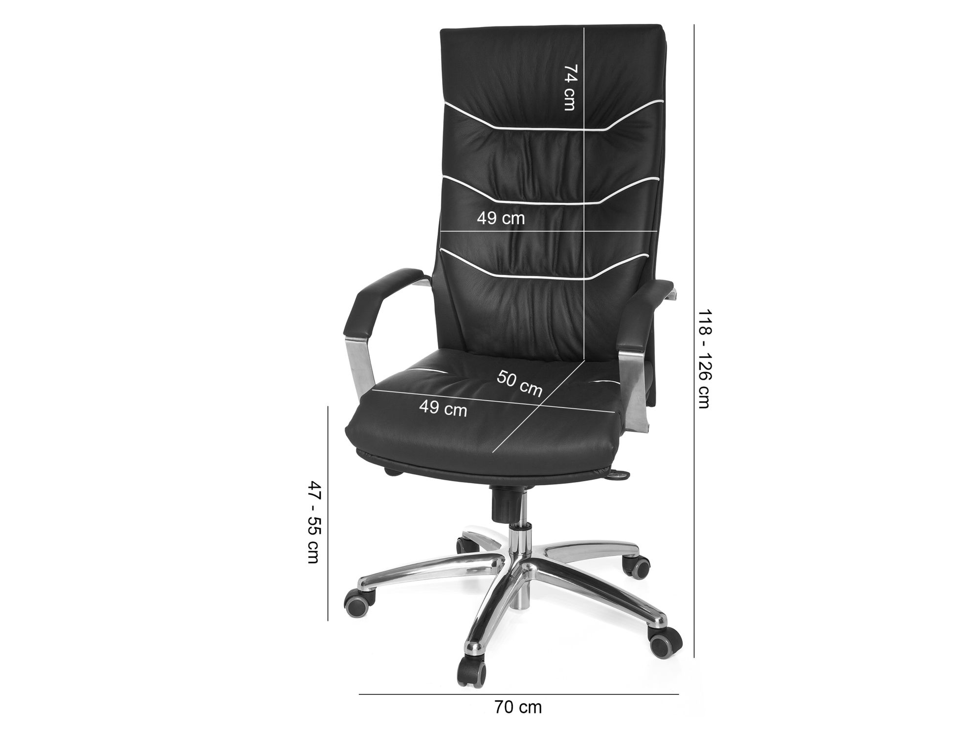 FineBuy XXL Chefsessel Echtleder schwarz Bürostuhl Drehstuhl Schreibtischstuhl – Ansicht 3