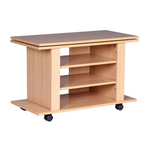 FineBuy Fernsehschrank Drehbar auf Rollen, TV Bank 75 x 38 x 50 cm mit Drehteller für Fernseher| Fernsehtisch Holz Buche mit Ablage Board, TV Schrank HiFi Rack Möbel 4250950211988