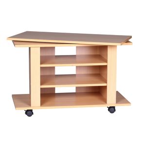 FineBuy Fernsehschrank Drehbar auf Rollen, TV Bank 75 x 38 x 50 cm mit Drehteller für Fernseher| Fernsehtisch Holz Buche mit Ablage Board, TV Schrank HiFi Rack Möbel 4250950211988