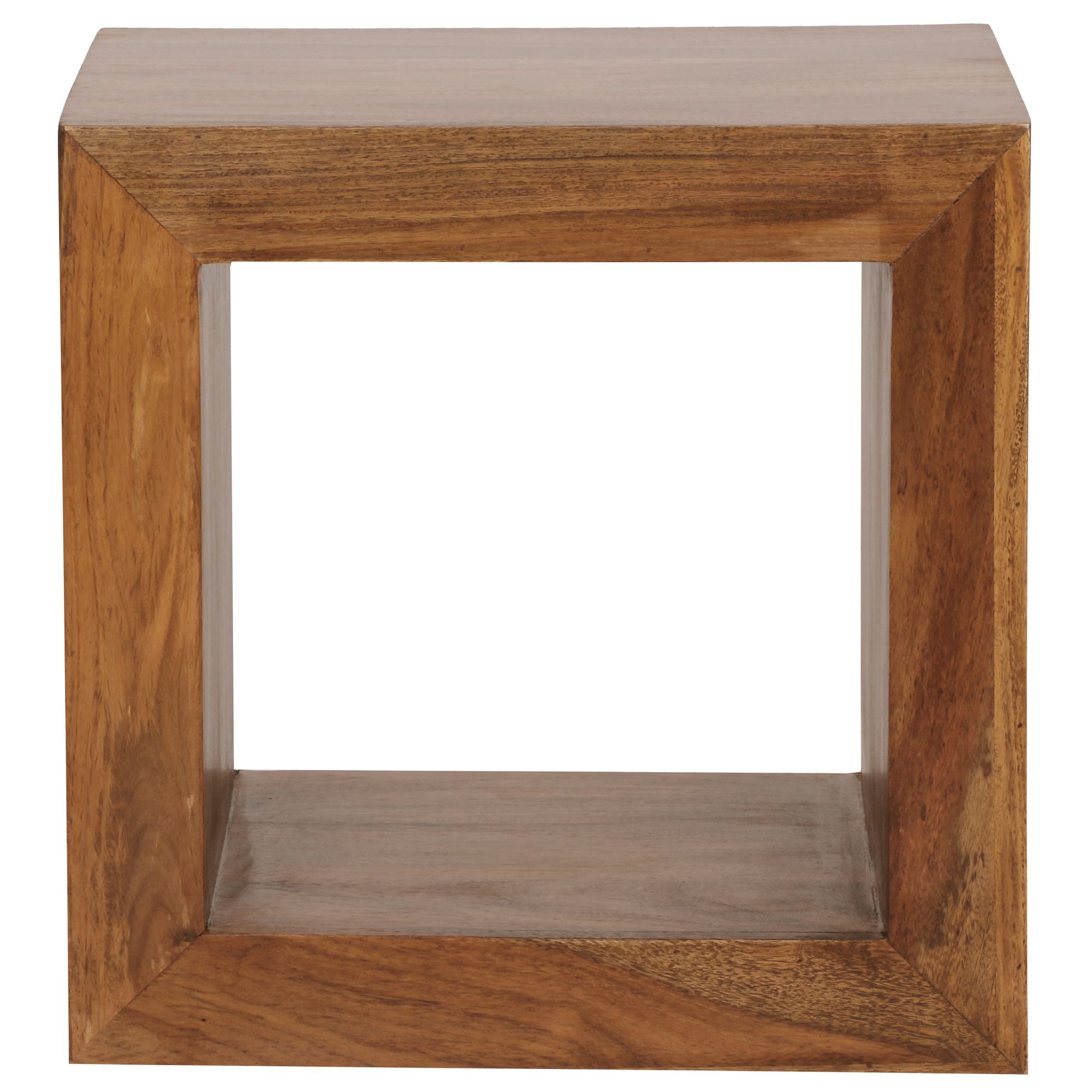 FineBuy Standregal Massivholz Sheesham 33x44x44 cm Cube Regal, Beistelltisch braun Wohnzimmermöbel Echtholz Couchtisch viereckig Anstelltisch | Farbe: Braun