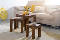 FineBuy Design Sheesham 3-teiliger Satz Beistell Tisch Massivholz Couchtisch – Ansicht 2