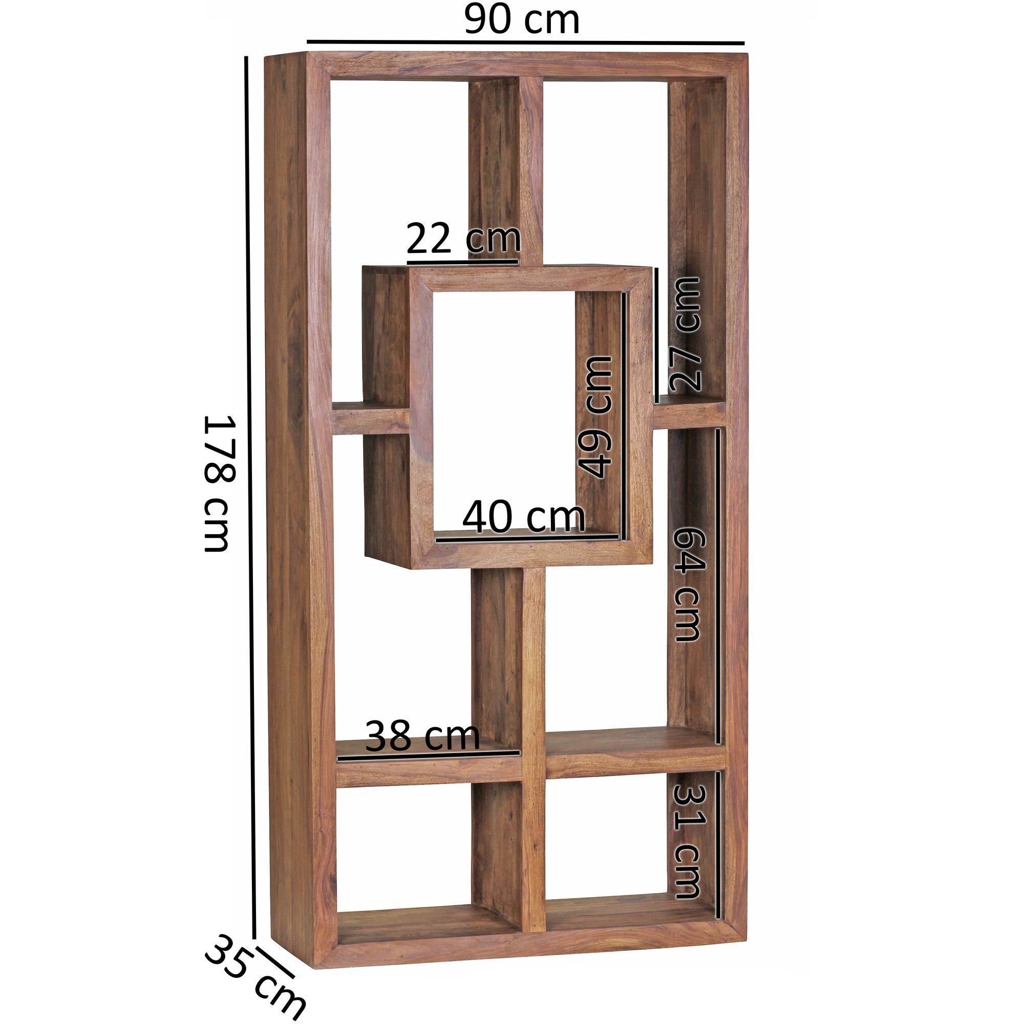 FineBuy Design Bücherregal Massiv Sheesham 180cm Massivholz Raumteiler Regal – Ansicht 3