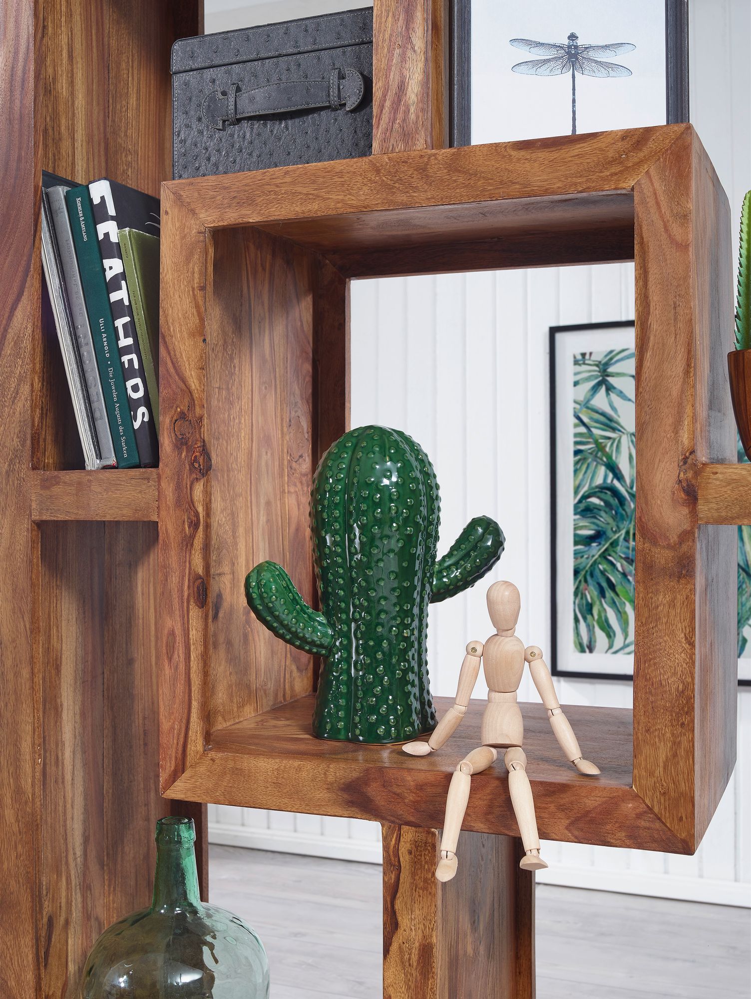 FineBuy Design Bücherregal Massiv Sheesham 180cm Massivholz Raumteiler Regal – Ansicht 5
