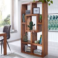FineBuy Design Bücherregal Massiv Sheesham 180cm Massivholz Raumteiler Regal – Ansicht 1