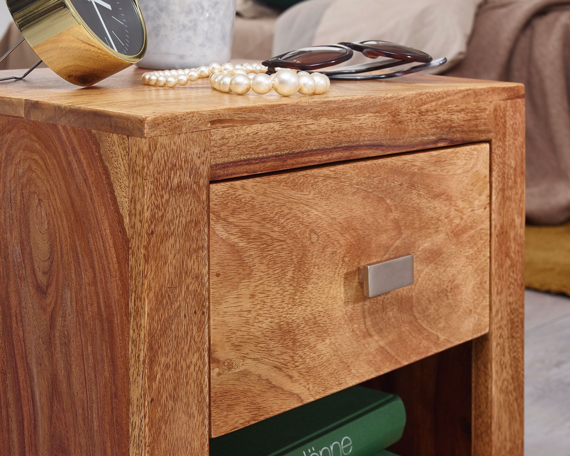 FineBuy Nachttisch aus Sheesham Massiv-Holz 40 x 40 x 30 cm, Nacht-Kommode braun mit 1 Schublade und 1 Ablagefach, Nachtschrank Landhaus-Stil Echt-Holz | Farbe: Braun FineBuy Nachttisch aus Sheesham Massiv-Holz 40 x 40 x 30 cm, Nacht-Kommode braun mit 1 Schublade und 1 Ablagefach, Nachtschrank Landhaus-Stil Echt-Holz | Farbe: Braun