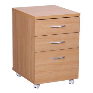 FineBuy Rollcontainer OTTAWA 40 x 60 x 45 cm Unterschrank mit Rollen Buche, Rollwagen mit Schubladen, Roll-Schrank Büro, Kosmetikwagen Make Up Wagen, Container unter Schreibtisch 4250950216648