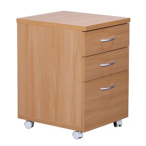 FineBuy Rollcontainer OTTAWA 40 x 60 x 45 cm Unterschrank mit Rollen Buche, Rollwagen mit Schubladen, Roll-Schrank Büro, Kosmetikwagen Make Up Wagen, Container unter Schreibtisch