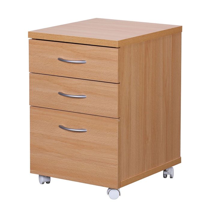 Rollcontainer Rollwagen Rollschrank Büro Container Schubladen Schrank Buche – Maßzeichnung