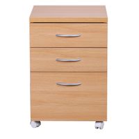 Rollcontainer Rollwagen Rollschrank Büro Container Schubladen Schrank Buche – Ansicht 2