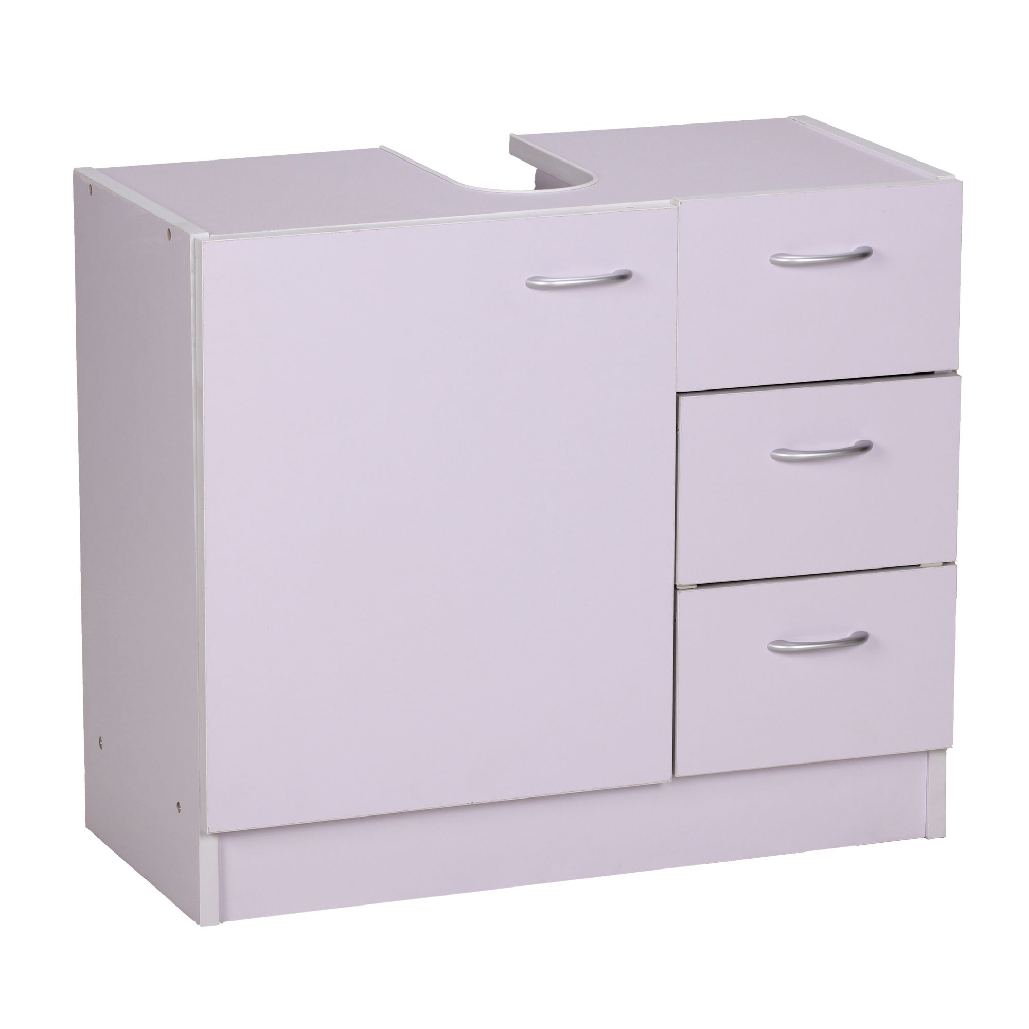 FineBuy Bad Waschbecken Unterschrank 54 x 63 x 30 cm 1 Tür 3 Schubladen weiß – Ansicht 6