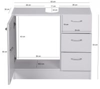 FineBuy Bad Waschbecken Unterschrank 54 x 63 x 30 cm 1 Tür 3 Schubladen weiß – Ansicht 3