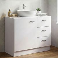 FineBuy Bad Waschbecken Unterschrank 54 x 63 x 30 cm 1 Tür 3 Schubladen weiß – Ansicht 1