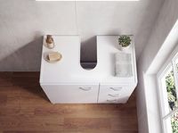 FineBuy Bad Waschbecken Unterschrank 54 x 63 x 30 cm 1 Tür 3 Schubladen weiß – Ansicht 5