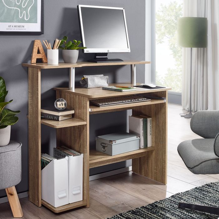 FineBuy Computertisch 94x90,5x48,5 cm Schreibtisch Modern mit Tastaturauszug