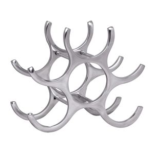 FineBuy Weinregal Design 24 cm für 6 Flaschen Aluminium Silber 4251757702808