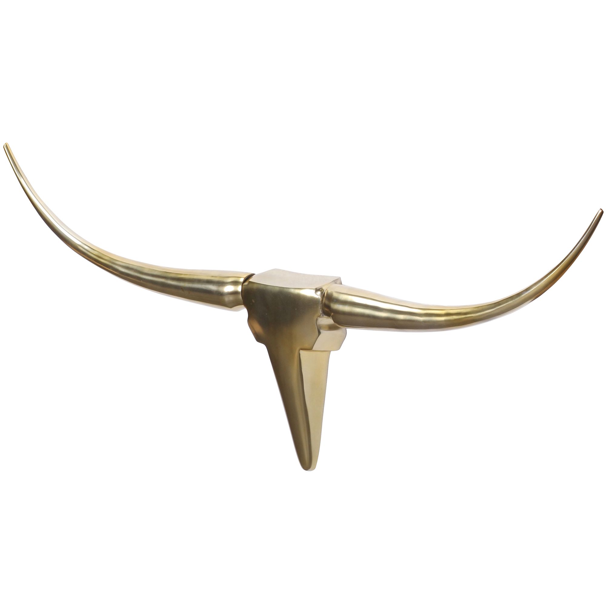 FineBuy Deko Geweih Bull M FB37859 Gold 100 cm Aluminium Design Hörner, Wanddekoration Stierkopf Horn Modern, Wandskulptur Geweih-Jagdtrophäe Metall, Longhorn Wandschmuck Groß | Farbe: Gold