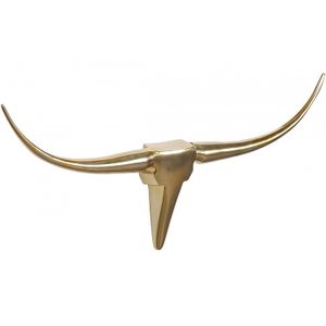 FB37859 FineBuy Deko Geweih Bull M FB37859 Gold 100 cm Aluminium Design Hörner, Wanddekoration Stierkopf Horn Modern, Wandskulptur Geweih-Jagdtrophäe Metall, Longhorn Wandschmuck Groß 4250950218703