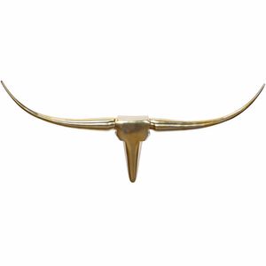FineBuy Deko Geweih Bull M FB37859 Gold 100 cm Aluminium Design Hörner, Wanddekoration Stierkopf Horn Modern, Wandskulptur Geweih-Jagdtrophäe Metall, Longhorn Wandschmuck Groß 4250950218703