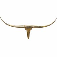FineBuy Deko Geweih Bull M Aluminium Design Hörner 100cm Wanddekoration Gold – Ansicht 1