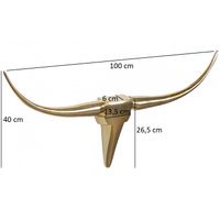 FineBuy Deko Geweih Bull M Aluminium Design Hörner 100cm Wanddekoration Gold – Ansicht 2