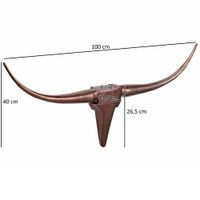 FineBuy Deko Geweih Bull M Aluminium Design Hörner 100cm Wanddekoration Bronze – Ansicht 3