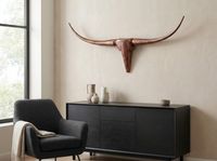 FineBuy Deko Geweih Bull M Aluminium Design Hörner 100cm Wanddekoration Bronze – Ansicht 2