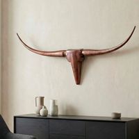 FineBuy Deko Geweih Bull M Aluminium Design Hörner 100cm Wanddekoration Bronze – Ansicht 1