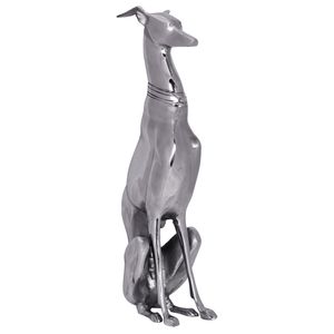 FB37863 FineBuy Dekoration Design Dog aus Aluminium silbern Windhund Skulptur Hundestatue 4250950218741