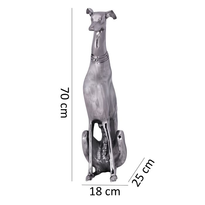 FineBuy Deko Design Dog aus Aluminium silbern Windhund Skulptur Hundestatue – Maßzeichnung