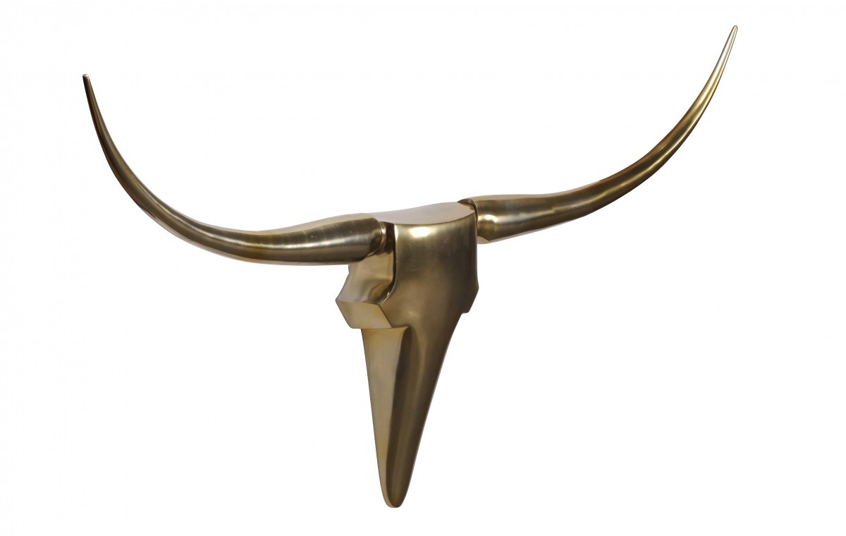 FineBuy Wanddekoration Geweih Bull L 125 cm Aluminium golden | Farbe: Gold FineBuy Wanddekoration Geweih Bull L 125 cm Aluminium golden | Farbe: Gold
