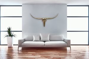 FineBuy Wanddekoration Geweih Bull L 125 cm Aluminium golden 4250950218772