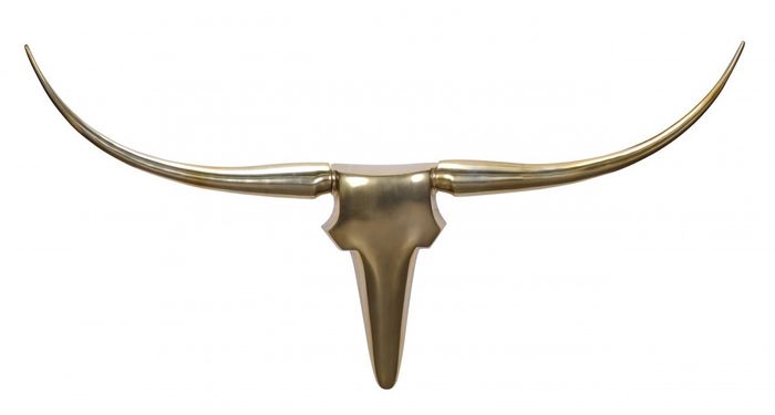 FineBuy Wanddekoration Geweih Bull L 125 cm Aluminium golden 4250950218772